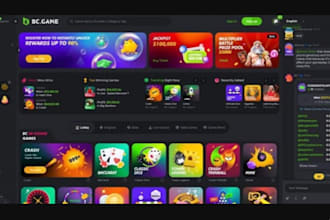 develop crypto game website, crash game blackjack poker slot dice nft card game