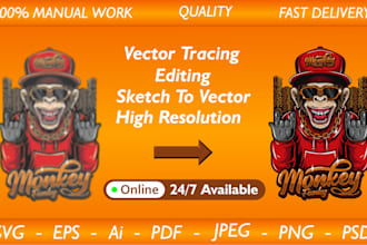 recreate logo,vector tracing, redesign,convert image to vector,sketch to designs