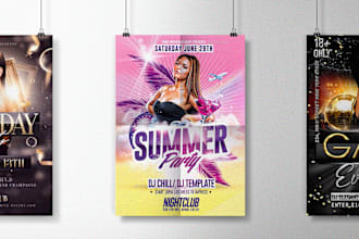 design event flyer, party flyer , bussiness flyer design in just 4 hrs
