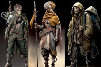 create realistic character and creature concept art