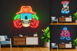 design neon pop art neon uv print design