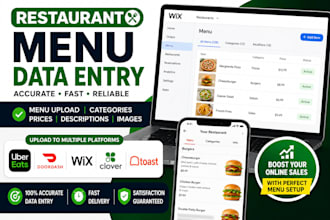 do restaurant menu data entry to ubereats, doordash, and wix