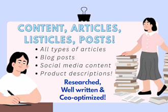 write high quality web content, listicles or articles