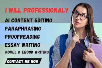 write rewrite edit paraphrase proofread article essay ai content novel book copy