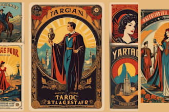 do vintage movie poster, vintage music concert poster, retro vintage tarot card