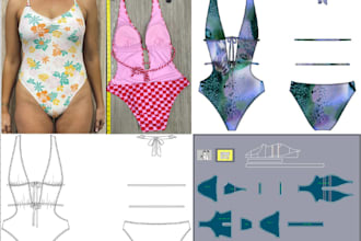 do fashion design flat sketch 2d 3d sewing pattern and logo