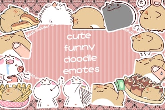 draw tons of cute funny doodle emotes