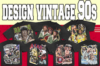 design a custom vintage 90s bootleg rap tee in 24 hours