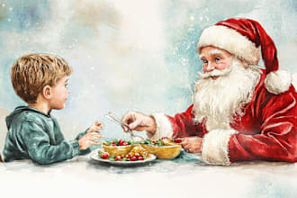 do christmas illustrations for children book, picture book coloring book, poster