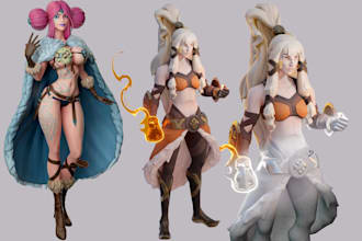 sculpt stylized 3d character model, 3d game character design, character rigging