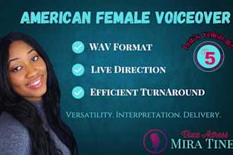 record a high quality, american female voiceover