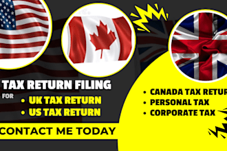 file UK, USA, canada tax return, file corporation tax return, uk company account