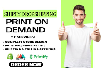 setup premium shopify dropshipping print on demand store web in gelato printify