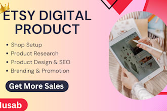 setup etsy digital product shop, design etsy digital planner