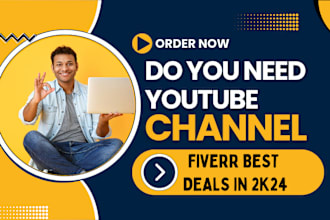 create and full setup youtube channel with logo, banner