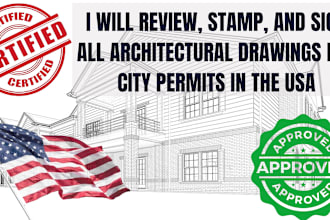 review stamp and sign your architectural USA city permit floor plan