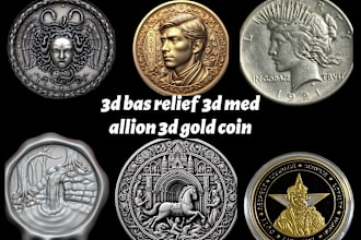 design 3d coin bas relief, gold coin, logo crypto currency, crypto, name pendant