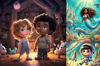 do children story book illustration and kids story book illustrations