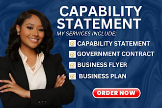 write and design federal government capability statement for government contract