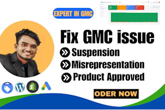 solve fix gmc  issue and fix gmc misrepresentation or disapproved product feed