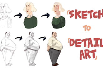 do digital art, character design, sketches, illustrations, and patent drawings