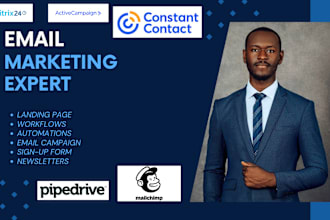 setup bitrix24, mailchimp, pipedrive, constant contact, activecampaign for you