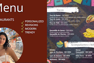design menu for restaurant in 1 day