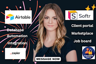 build softr client portal, marketplace, airtable database, airtable automation
