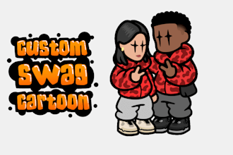 draw custom swag lil guy cartoon design for you