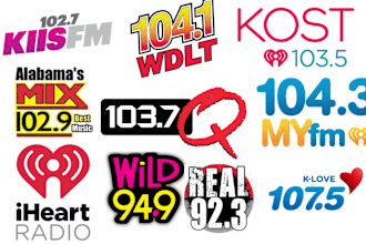 airplay your single track and promote on alabama, california radio