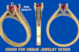 design 3d jewelry cad rendering retouch logo, pendant earrings necklace shineon