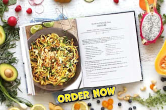 be your cookbook writer, design recipe book cookbook recipe, kindle ebook writer