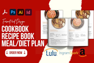 design and format cookbook, recipe book, nutrition, food, diet and meal