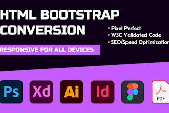 convert your figma, xd, or PSD design to responsive HTML CSS