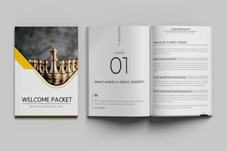 design pdfs, ebooks, interior layouts, planners, graphics, or welcome packet