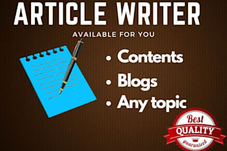 write articles of wide range for you