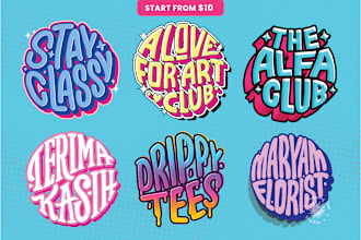 create premium hand drawn circle typography and lettering