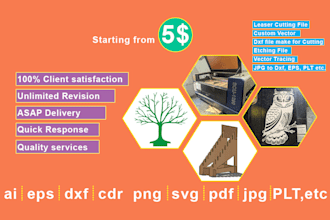 make dxf file, vector for cnc laser cutting, laser engraving