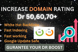 increase da, dr 0 to 50, plus manually whitehat seo backlinks