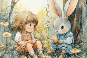 draw watercolor children storybook illustration