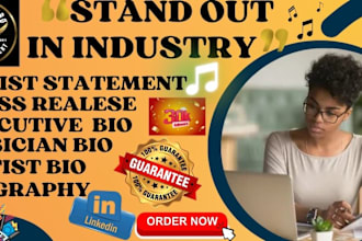 write executive bio, artist bio, music, press release, artist statement, spotify