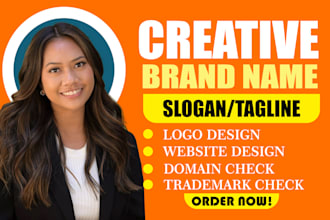 create an iconic brand name, logo design, web design, business name and slogan