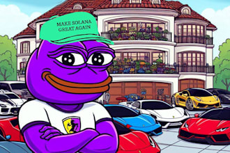 do meme coin art, meme funny video, with pepe wojak solana character