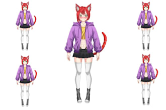 do live2d anime vtuber model, png tuber vtuber animation rig