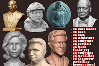 3d bust model for printing, 3d head, 3d character modeling, 3d statue, 3d helmet
