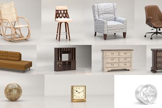 create 3d furniture, product, gaming props and  product rendering and animation