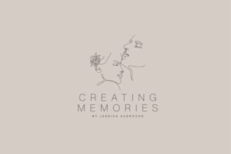 create a minimalist one line art logo design and complete brand style guide