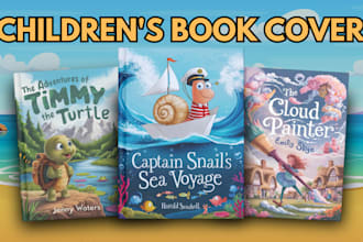 do cartoon book cover, children book cover design for paperback, kdp