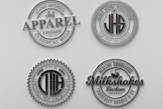 design 3d clean badge, shield, circle, seal, stamp, monogram emblem logo for you