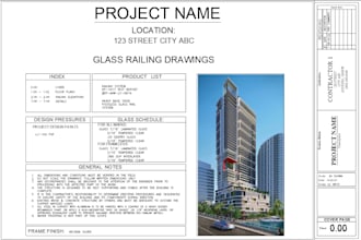 draft glazing shop drawing package for windows, storefronts and curtainwall